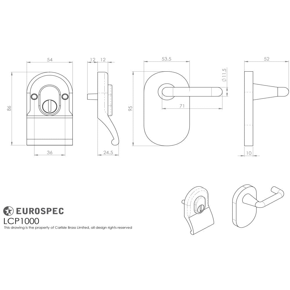 Eurospec Door Furniture PVD / Cylinder Pull & Lever Eurospec - Security Cylinder Pull with Mini Lever - PVD