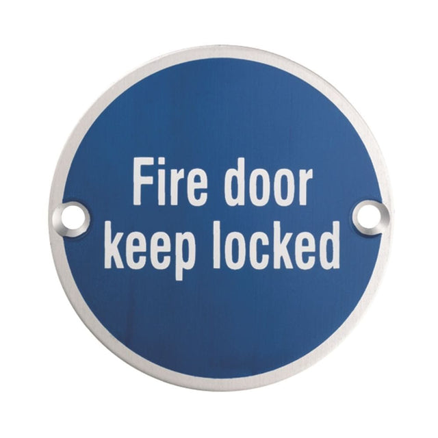 Eurospec Door Furniture Satin Stainless Steel / Signs Eurospec - Signage Fire Door - Keep Locked - Satin Stainless Steel