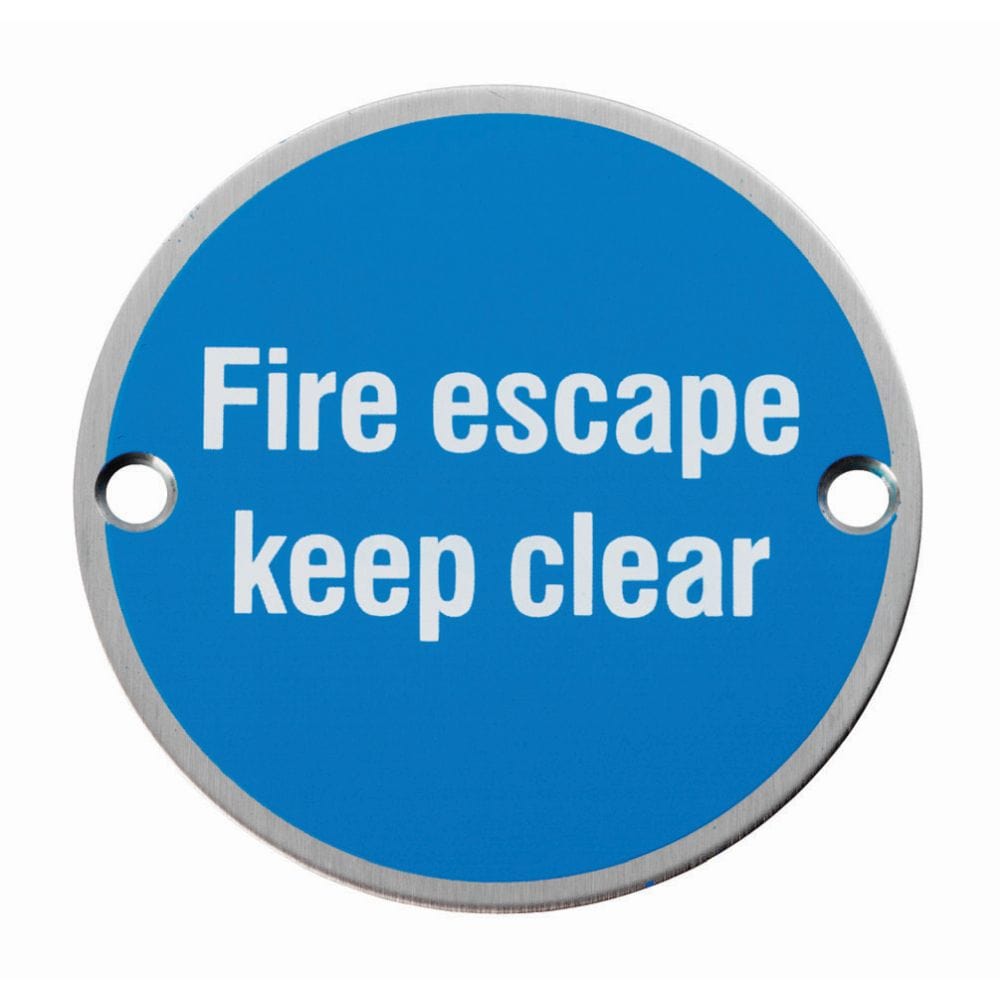 Eurospec Door Furniture Satin Stainless Steel / Signs Eurospec - Signage Fire Escape - Keep Clear - Satin Stainless Steel