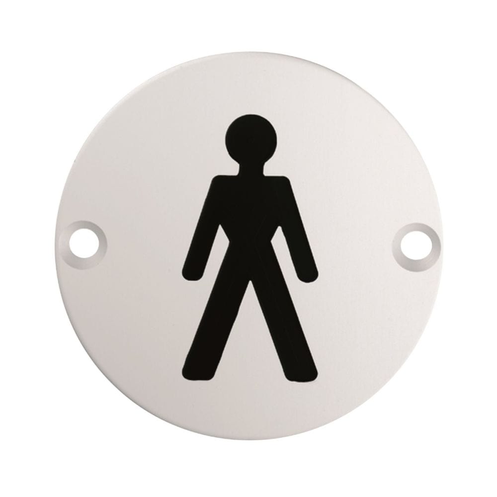 Eurospec Door Furniture Satin Stainless Steel / Signs Eurospec - Signage Male Symbol - Satin Stainless Steel
