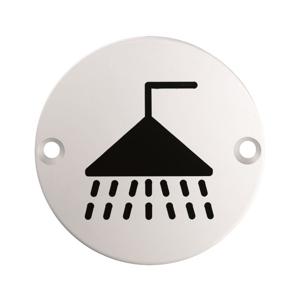 Eurospec Door Furniture Satin Stainless Steel / Signs Eurospec - Signage Shower Symbol - Satin Stainless Steel