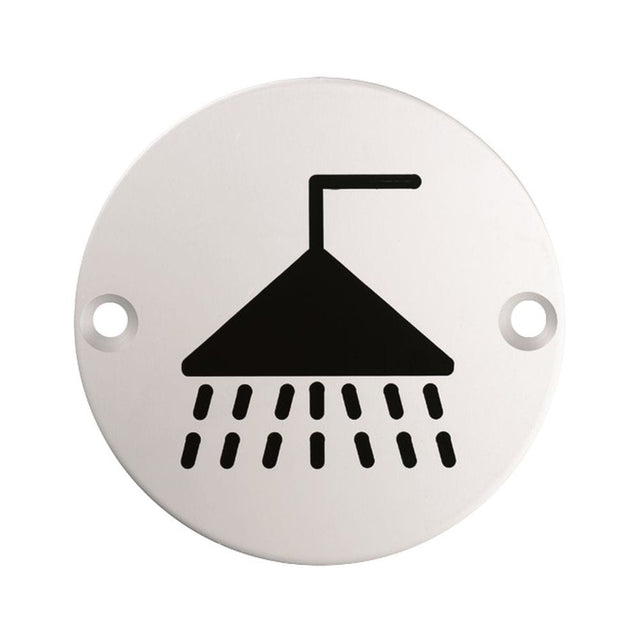 Eurospec Door Furniture Satin Stainless Steel / Signs Eurospec - Signage Shower Symbol - Satin Stainless Steel