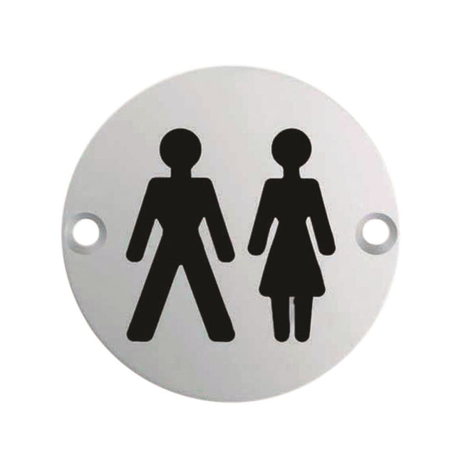 Eurospec Door Furniture Satin Stainless Steel / Signs Eurospec - Signage Unisex Symbol - Satin Stainless Steel