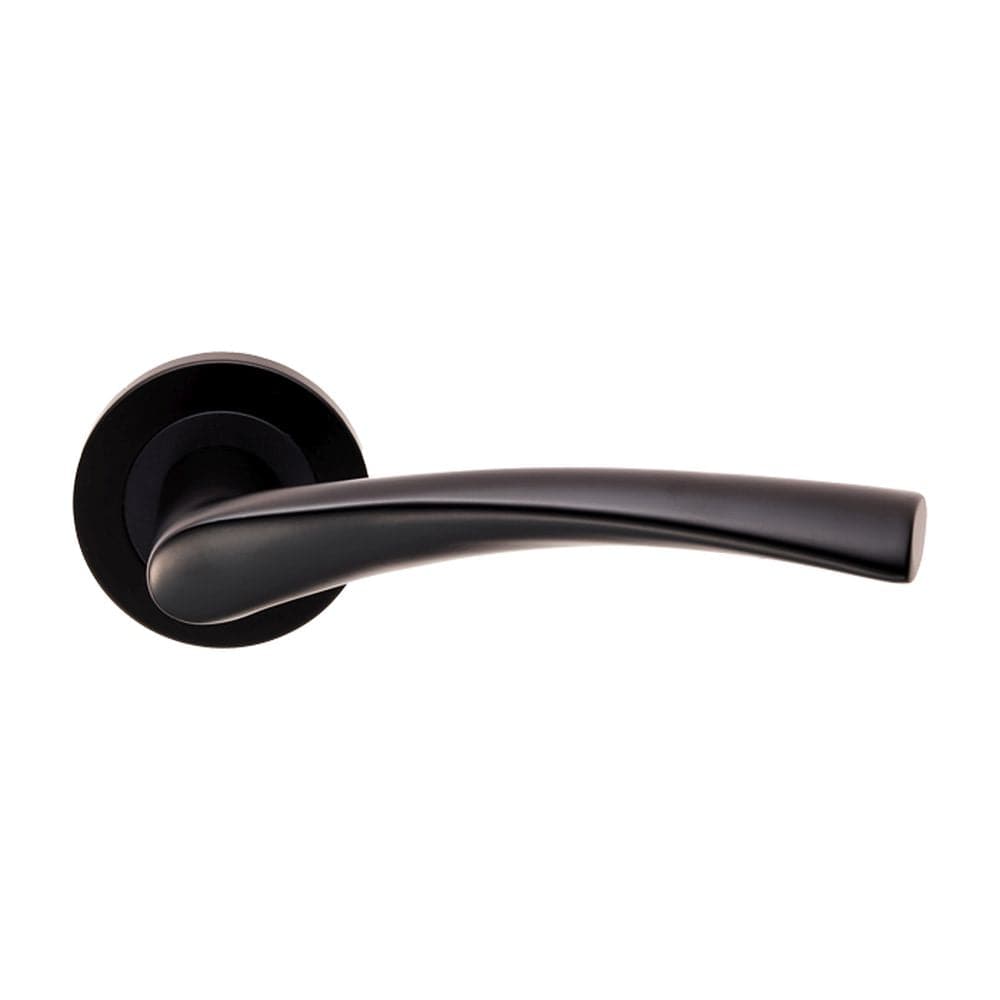 Eurospec Door Furniture Matt Black / Round Rose Eurospec - Steelworx SWL Breeze Lever on Rose - Matt Black