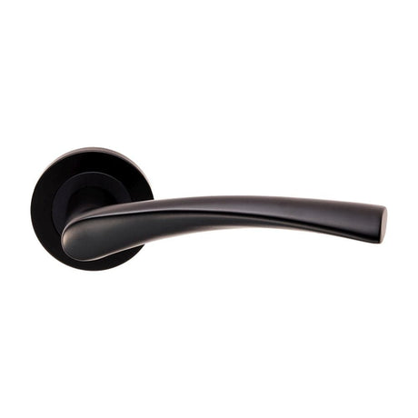 Eurospec Door Furniture Matt Black / Round Rose Eurospec - Steelworx SWL Breeze Lever on Rose - Matt Black
