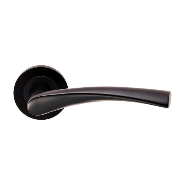 Eurospec Door Furniture Matt Black / Round Rose Eurospec - Steelworx SWL Breeze Lever on Rose - Matt Black