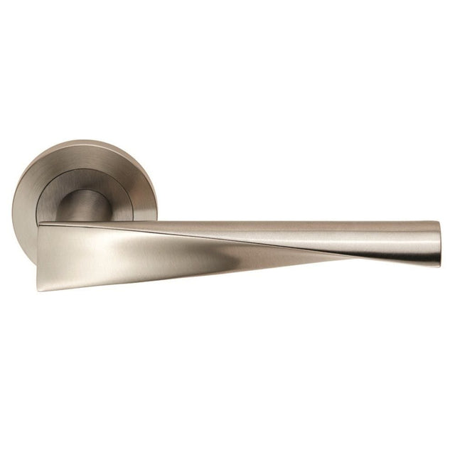 Eurospec Door Furniture Satin Stainless Steel / Round Rose Eurospec - Steelworx SWL Brema Lever on Rose - Satin Stainless Steel