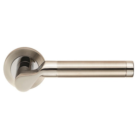 Eurospec Door Furniture Bright/Satin Stainless Steel / Round Rose Eurospec - Steelworx SWL Lucerna Lever on Rose - Bright/Satin Stainless Steel