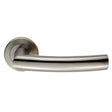 Eurospec Door Furniture Satin Stainless Steel / Round Rose Eurospec - Steelworx SWL Scimitar Lever on Rose - Satin Stainless Steel
