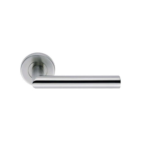 Eurospec Door Furniture Satin Stainless Steel / Round Rose Eurospec - Steelworx SWL Treviri Lever on Rose - Satin Stainless Steel