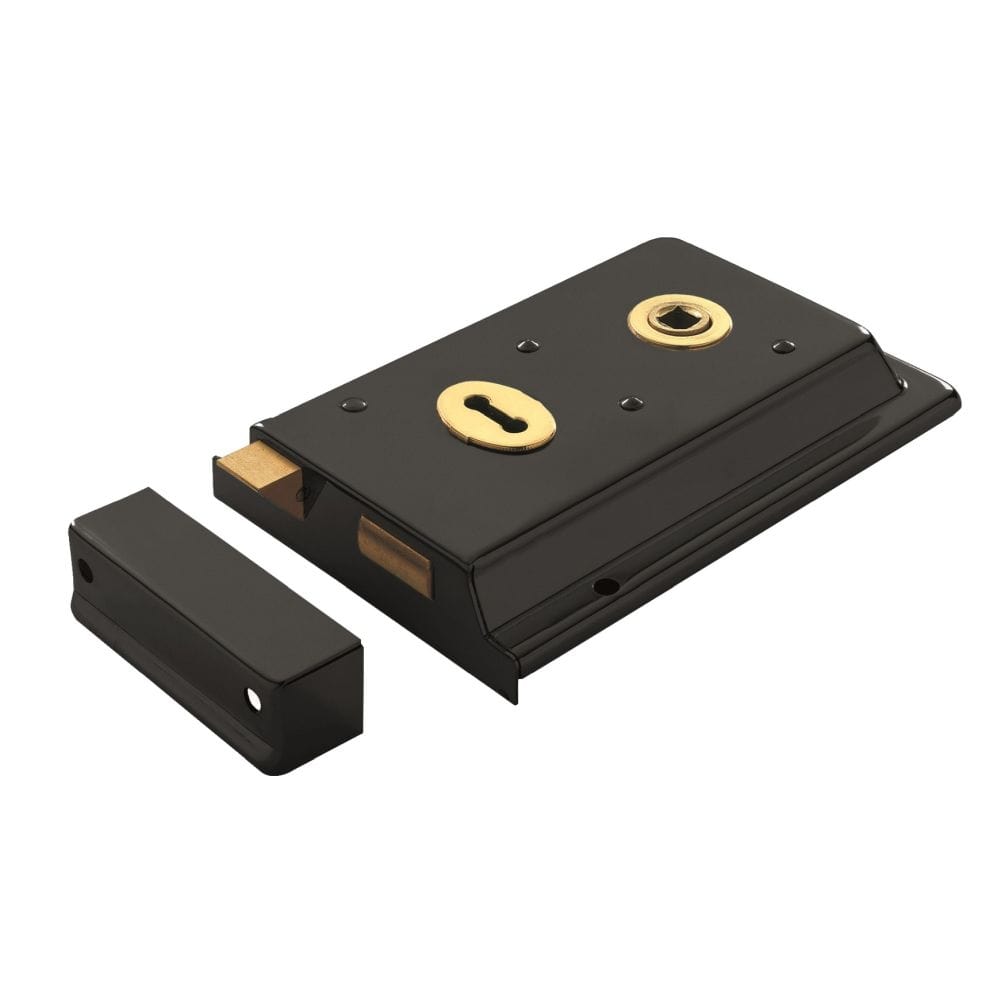 Eurospec Locks & Latches Black Japanned / Rim Locks Eurospec - Traditional Rim Deadlock - Black Japanned