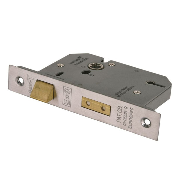 Eurospec Locks & Latches Satin Stainless Steel / 3 Lever Sashlocks / 3" / 76mm Eurospec - Universal Replacement 3 Lever Sashlock 76mm - Satin Stainless Steel
