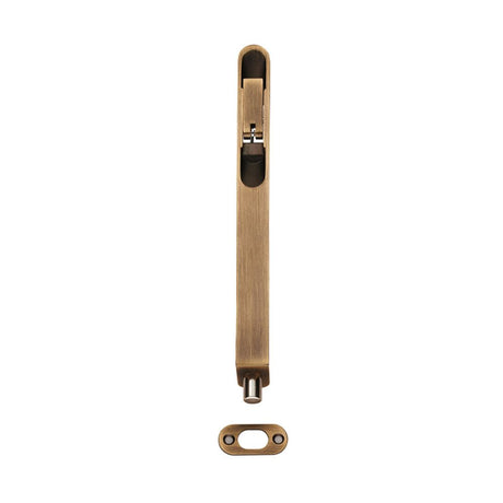 This is an image of a Eurospec - Flush Bolt Radius - Antique Brass that is availble to order from Trade Door Handles in Kendal.