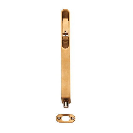 This is an image of a Eurospec - Flush Bolt Radius - Satin Brass that is availble to order from Trade Door Handles in Kendal.