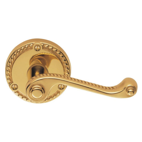 This is an image of a Carlisle Brass - Georgian Lever on Round Rose - Polished Brass that is availble to order from Trade Door Handles in Kendal.