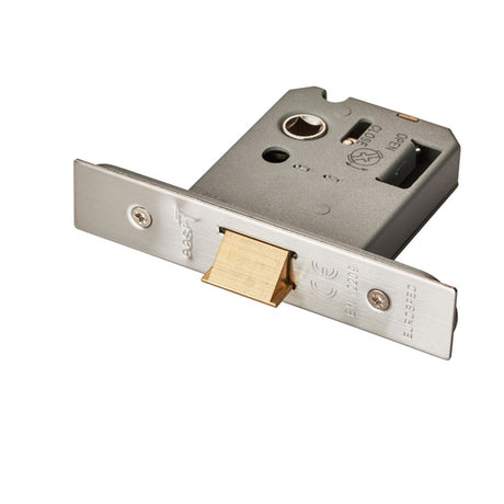 This is an image of a Eurospec - Easi-T Flat Latch 76mm - Satin Stainless Steel that is availble to order from Trade Door Handles in Kendal.