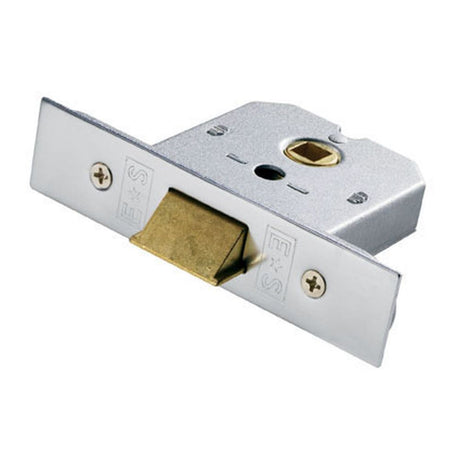 This is an image of a Eurospec - Flat Latch 76mm - Satin Chrome Plated that is availble to order from Trade Door Handles in Kendal.