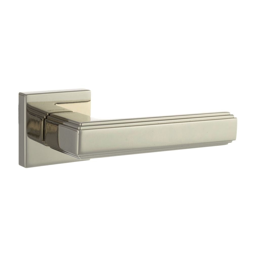 Forme Door Furniture Polished Nickel / Square Rose Forme Alila Designer Lever on Minimal Square Rose - Polished Nickel