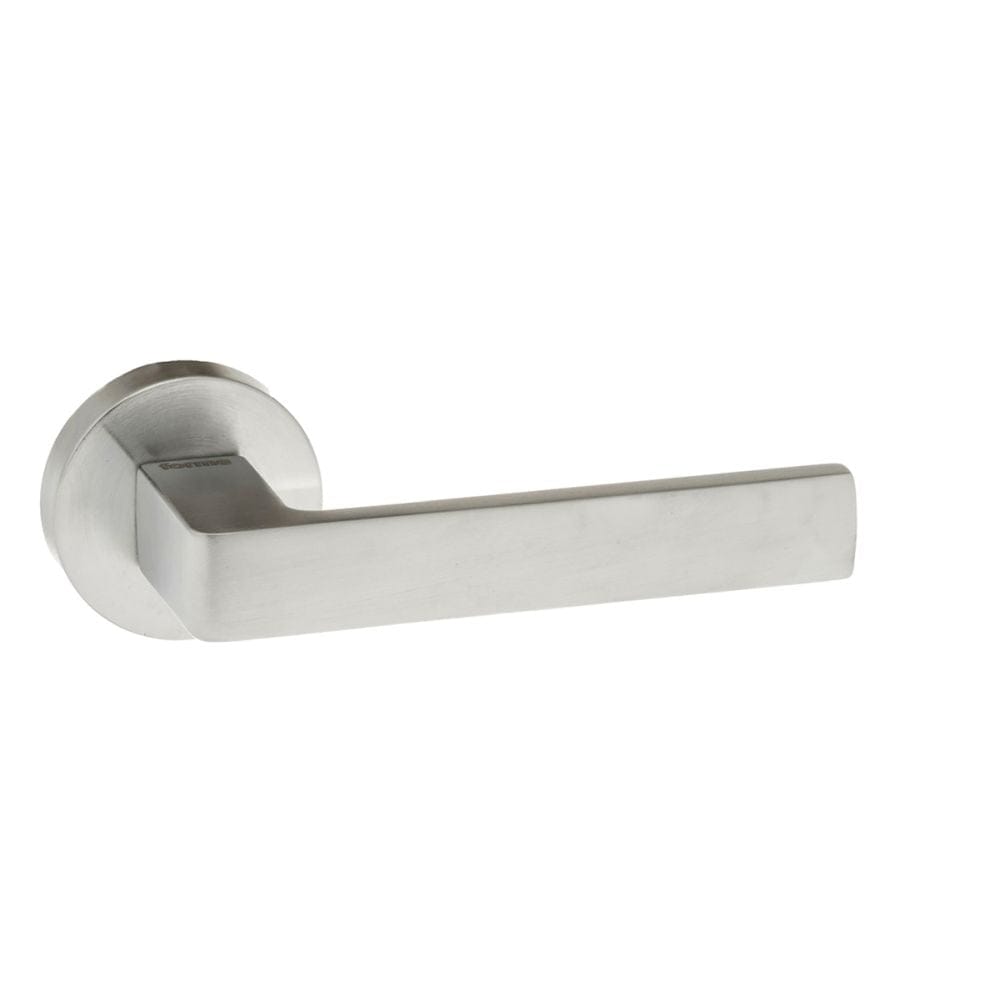 Forme Door Furniture Satin Chrome / Round Rose Forme Asti Designer Lever on Minimal Round Rose - Satin Chrome