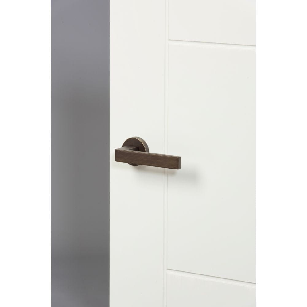 Forme Door Furniture Urban Bronze / Round Rose Forme Asti Designer Lever on Minimal Round Rose - Urban Bronze