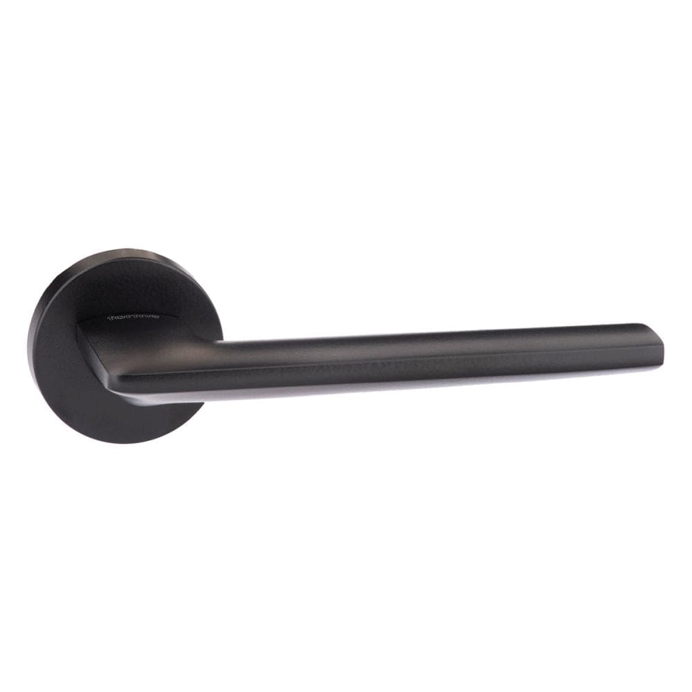 Forme Door Furniture Matt Black / Round Rose Forme Boston Designer Lever on Minimal Round Rose - Matt Black