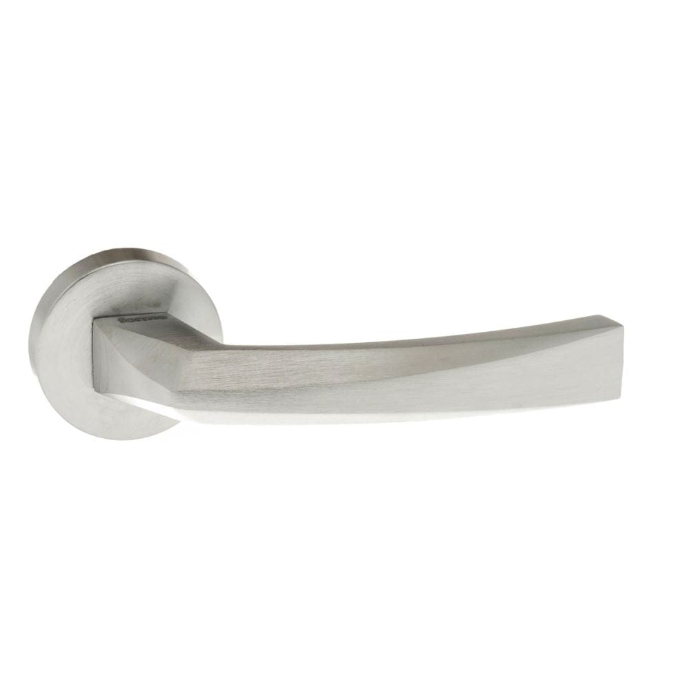 Forme Door Furniture Satin Chrome / Round Rose Forme Crystal Designer Lever on Minimal Round Rose - Satin Chrome