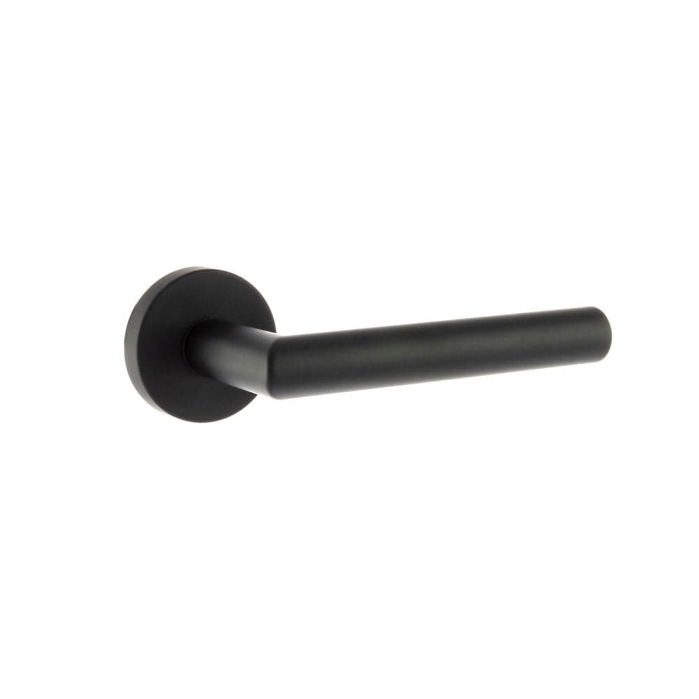 Forme Door Furniture Matt Black / Round Rose Forme Elle Designer Lever on Minimal Round Rose - Matt Black
