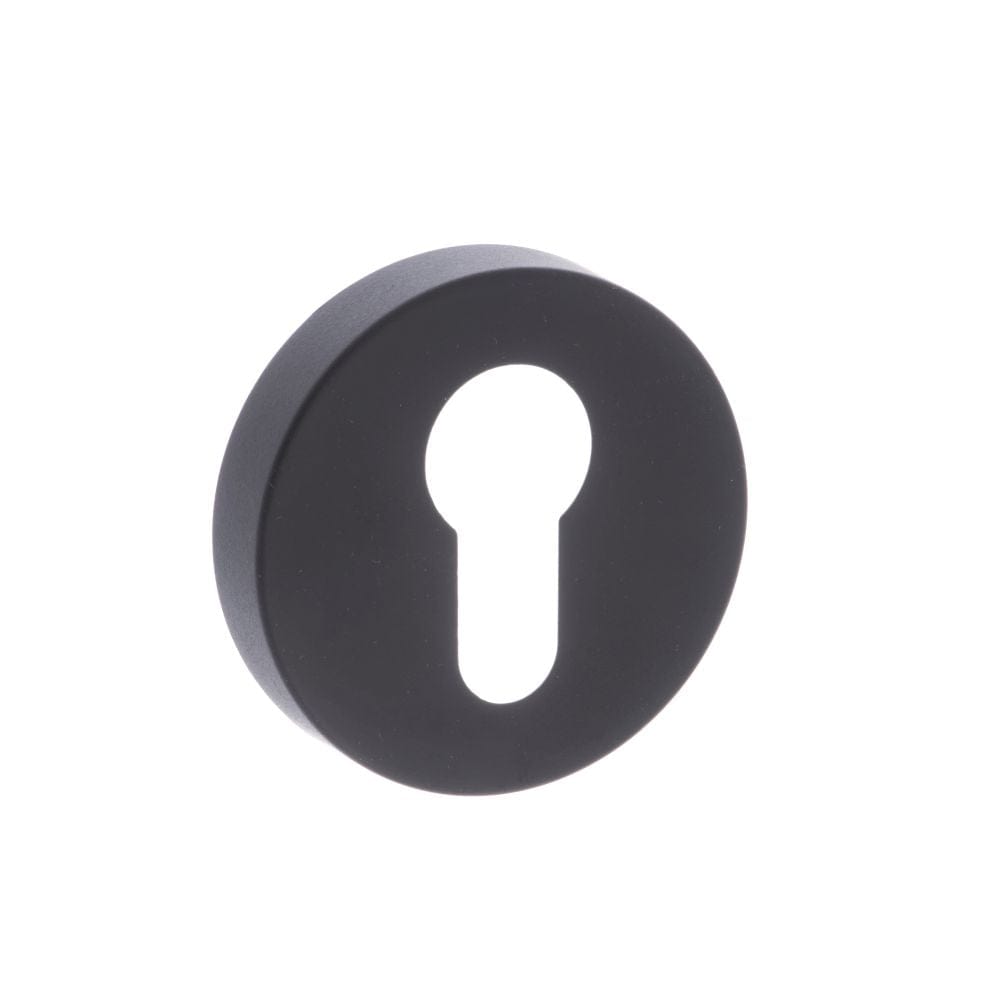 Forme Door Furniture Matt Black / Euro Profile Escutcheons Forme Euro Escutcheon on Minimal Round Rose - Matt Black