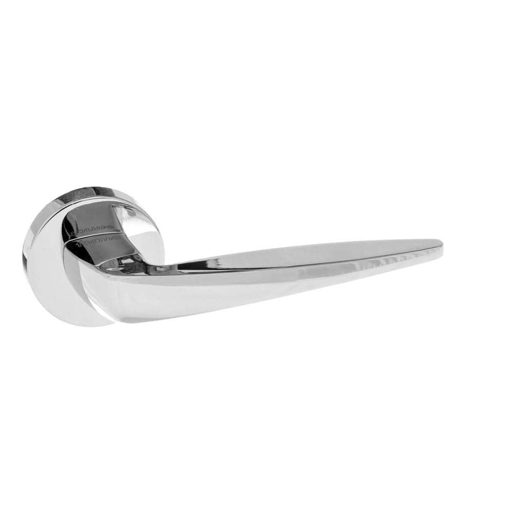 Forme Door Furniture Polished Chrome / Round Rose Forme Foglia Designer Lever on Minimal Round Rose - Polished Chrome