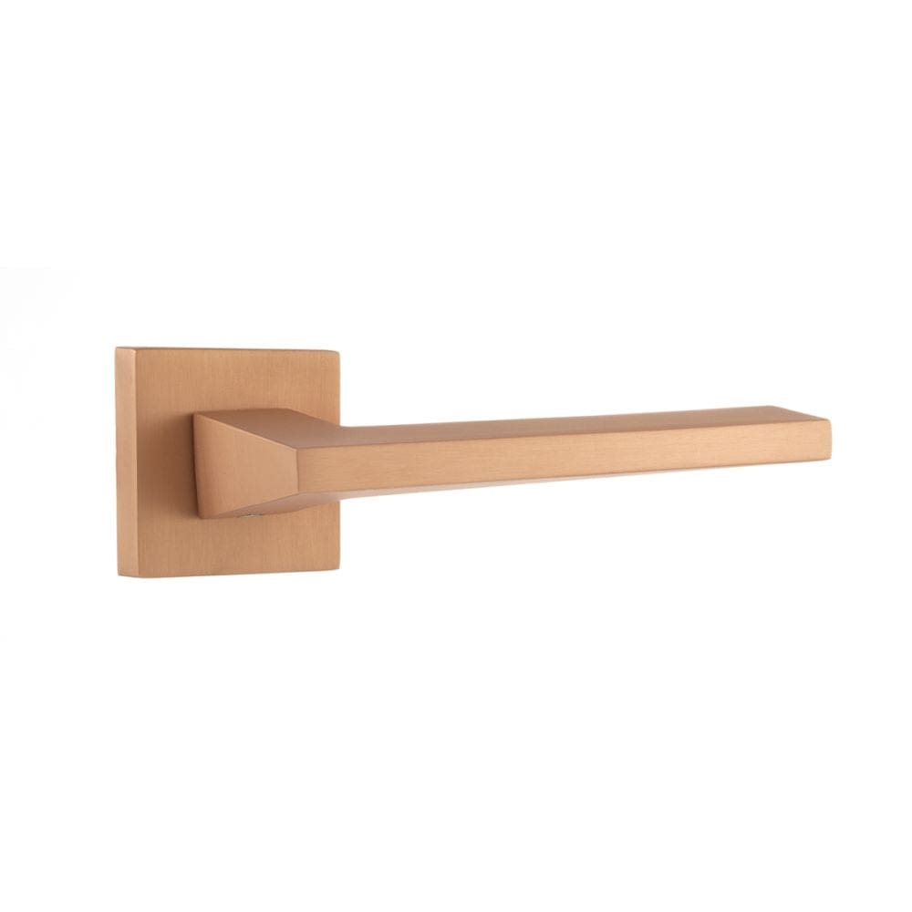 Forme Door Furniture Urban Satin Copper / Square Rose Forme Lorena Designer Lever on Minimal Square Rose - Urban Satin Copper
