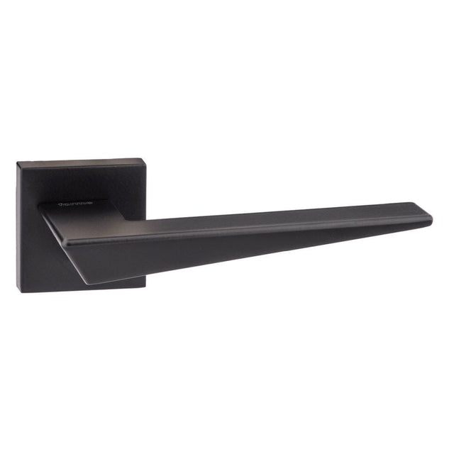 Forme Door Furniture Matt Black / Square Rose Forme Naxos Designer Lever on Minimal Square Rose - Matt Black