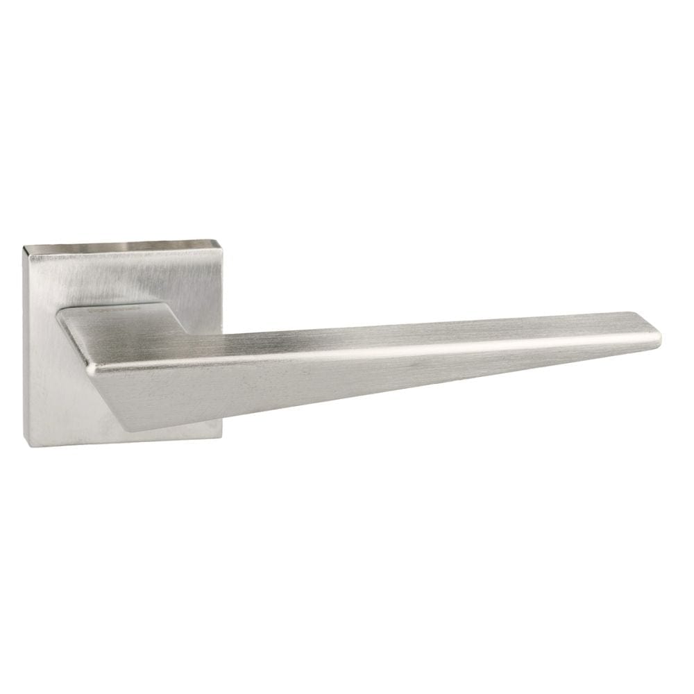Forme Door Furniture Satin Chrome / Square Rose Forme Naxos Designer Lever on Minimal Square Rose - Satin Chrome