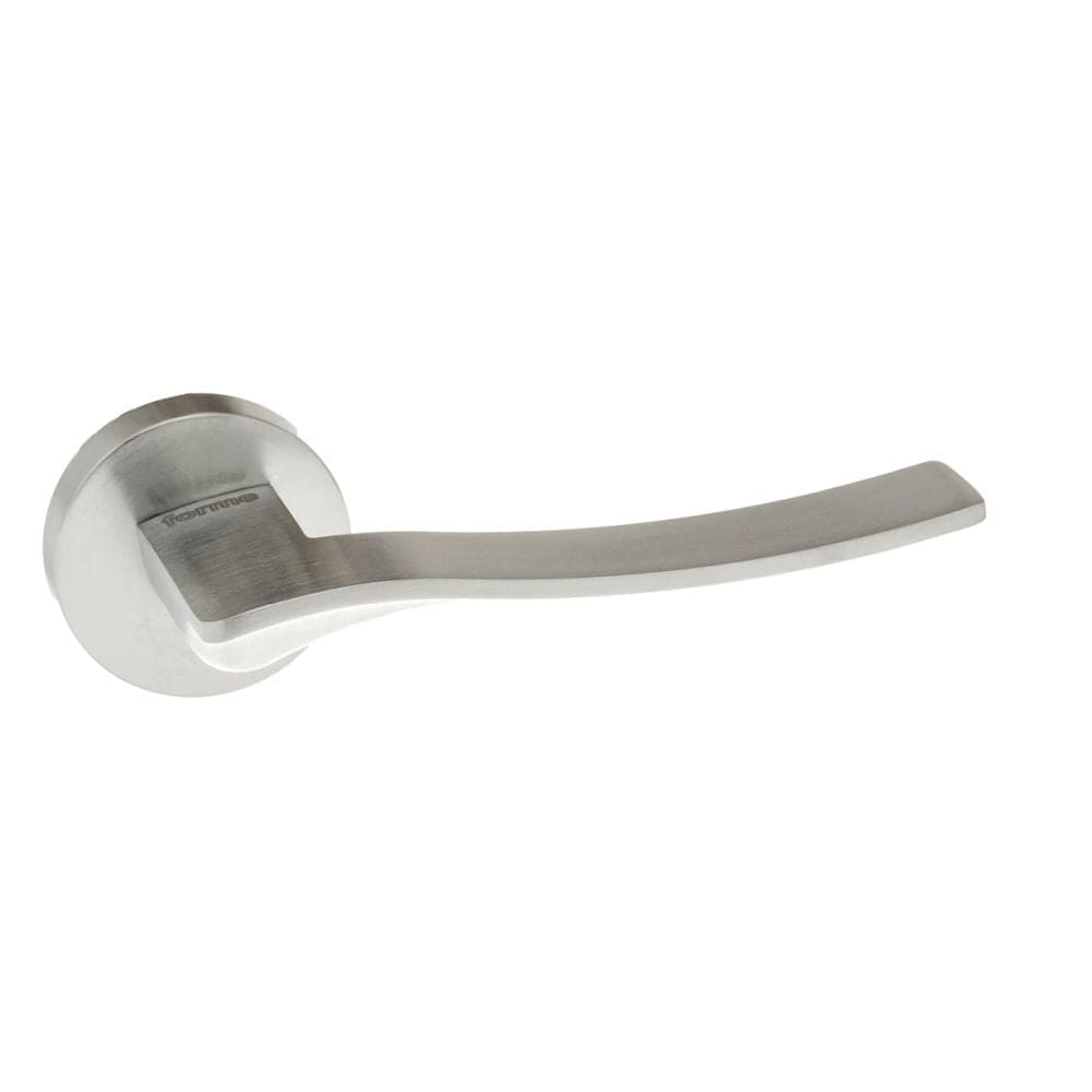 Forme Door Furniture Satin Chrome / Round Rose Forme Olimpia Designer Lever on Minimal Round Rose - Satin Chrome
