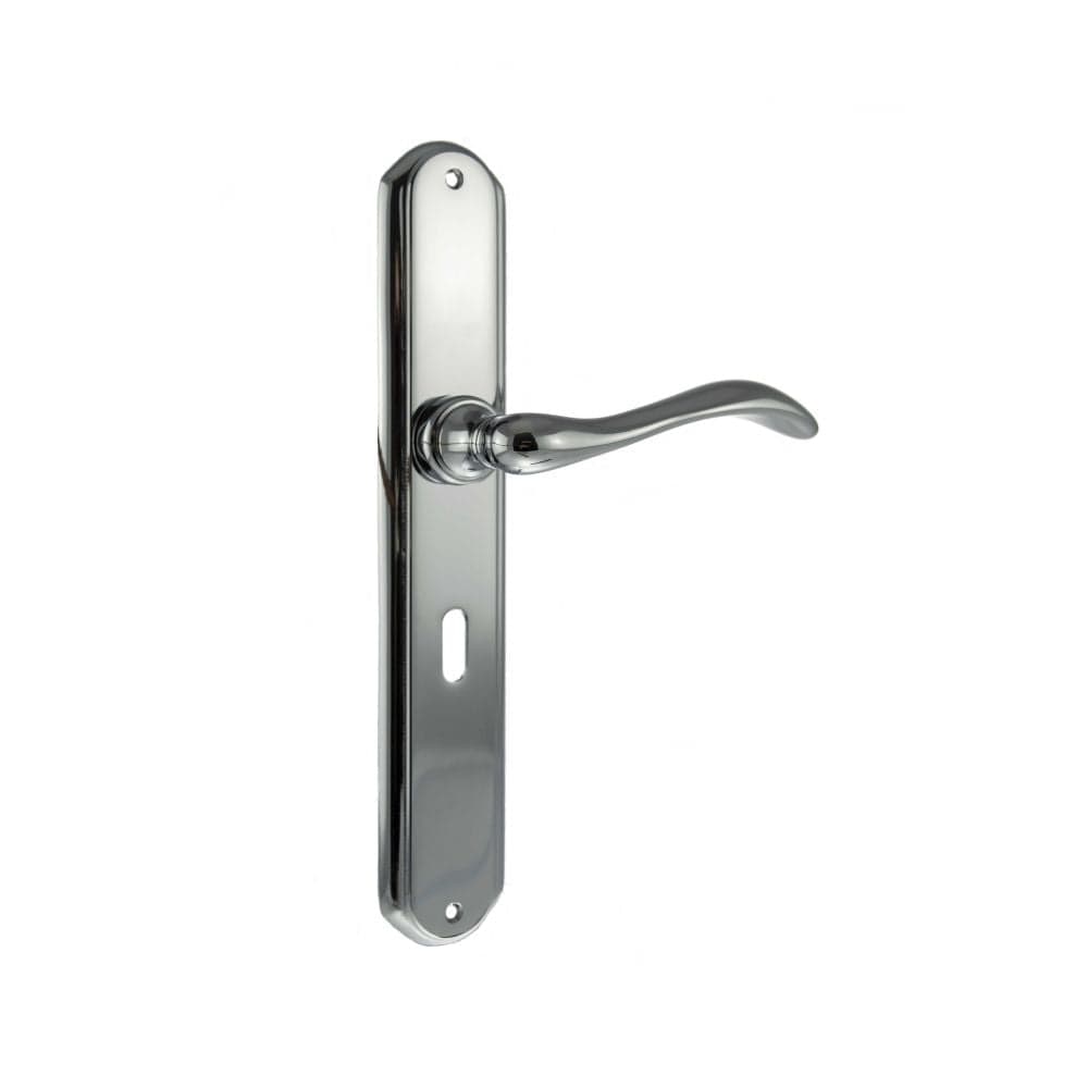 Forme Door Furniture Polished Chrome / Std. Lock Handles Forme Valence Solid Brass Key Lever on Backplate - Polished Chrome