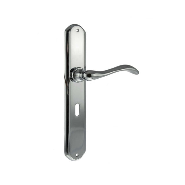 Forme Door Furniture Polished Chrome / Std. Lock Handles Forme Valence Solid Brass Key Lever on Backplate - Polished Chrome
