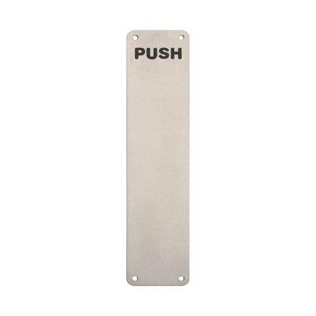 This is an image of a Eurospec - Finger Plate Push - Satin Stainless Steel that is availble to order from Trade Door Handles in Kendal.