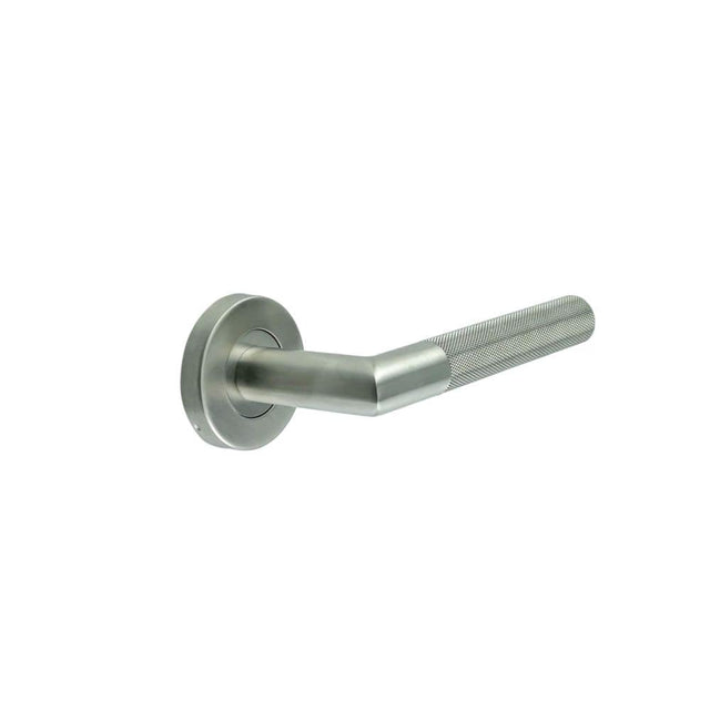 Frelan Hardware Door Furniture Satin Stainless Steel / Round Rose Frelan - Knurled lever on rose - Satin Stainless Steel