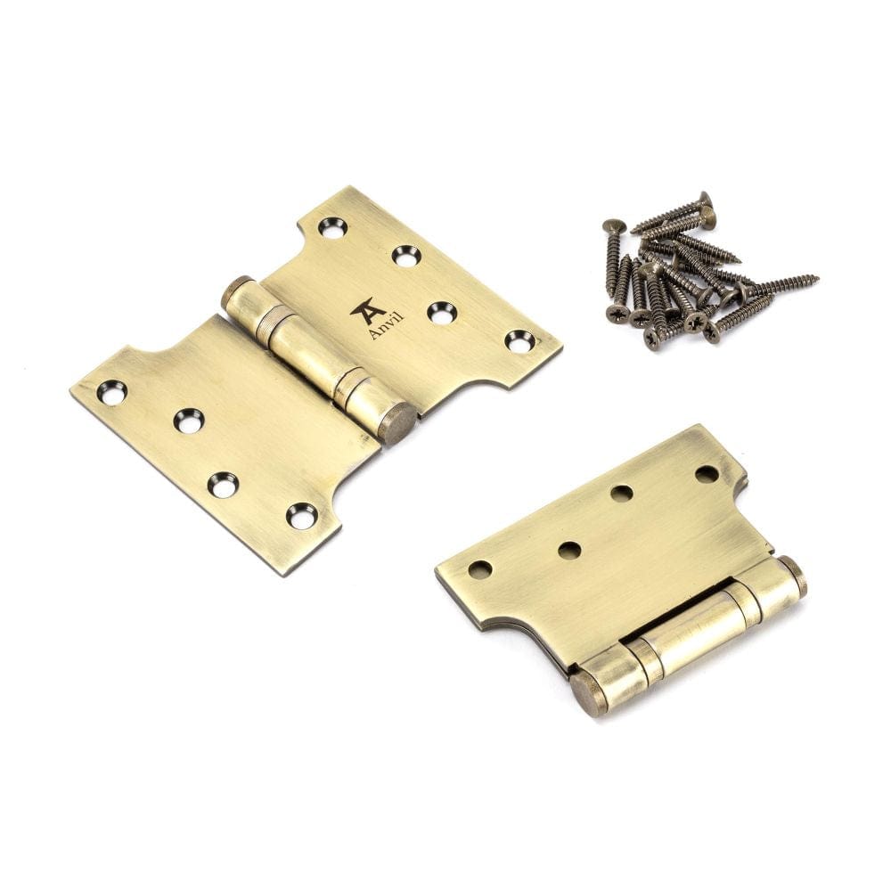 From The Anvil Hinges Aged Brass / Parliament Hinges / 4" x (102mm) From The Anvil - Aged Brass 4" x 3" x 5" Parliament Hinge (pair) ss
