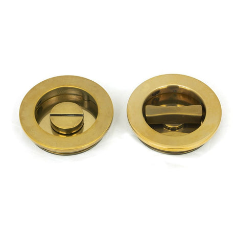 From The Anvil Door Furniture Aged Brass / Round Flush Pull (Privacy) / Round From The Anvil - Aged Brass 60mm Plain Round Pull - Privacy Set