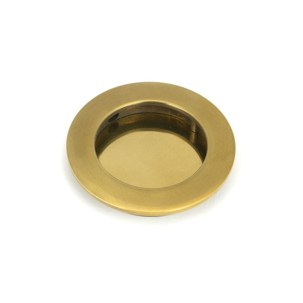 From The Anvil Door Furniture Aged Brass / Flush Handle / Round From The Anvil - Aged Brass 75mm Plain Round Pull