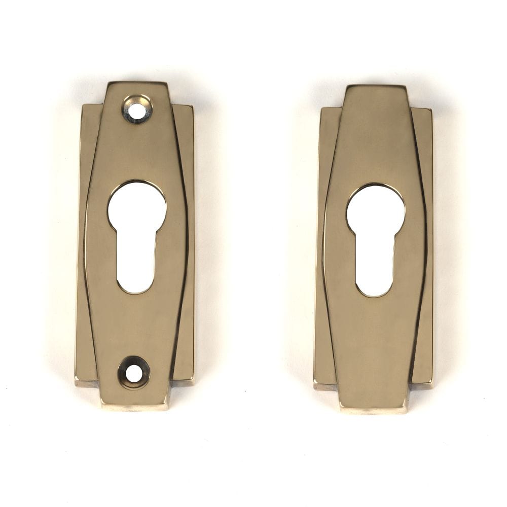 From The Anvil Door Furniture Aged Brass / Euro Profile Escutcheons From The Anvil - Aged Brass Art Deco Euro Escutcheon
