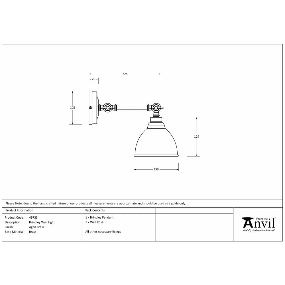 From The Anvil Electrical Aged Brass / Wall Lights From The Anvil - Aged Brass Brindley Wall Light