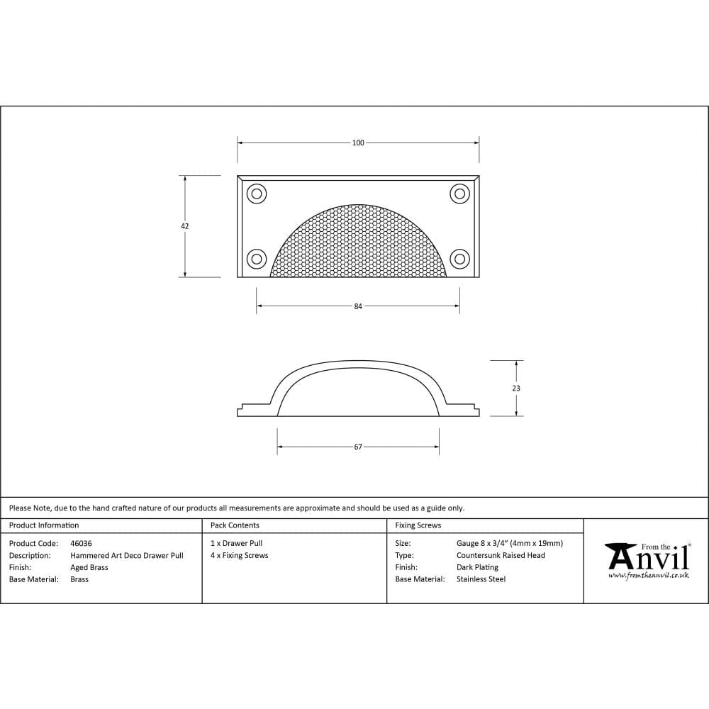 From The Anvil Cabinet Hardware Aged Brass / Cabinet Cup Pulls From The Anvil - Aged Brass Hammered Art Deco Drawer Pull