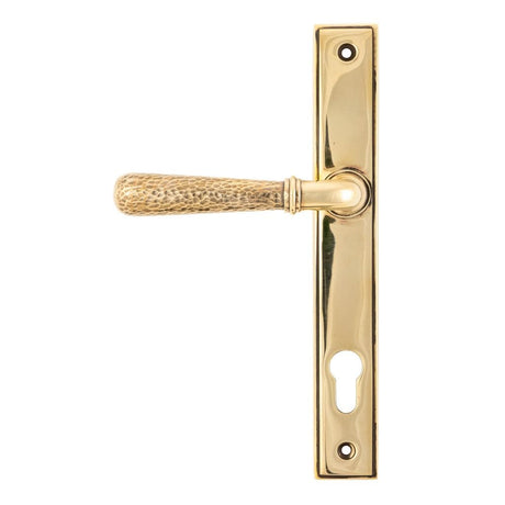 From The Anvil Door Furniture Aged Brass / Multi Point Lock Set / 92mm c/c From The Anvil - Aged Brass Hammered Newbury Slimline Espag. Lock Set
