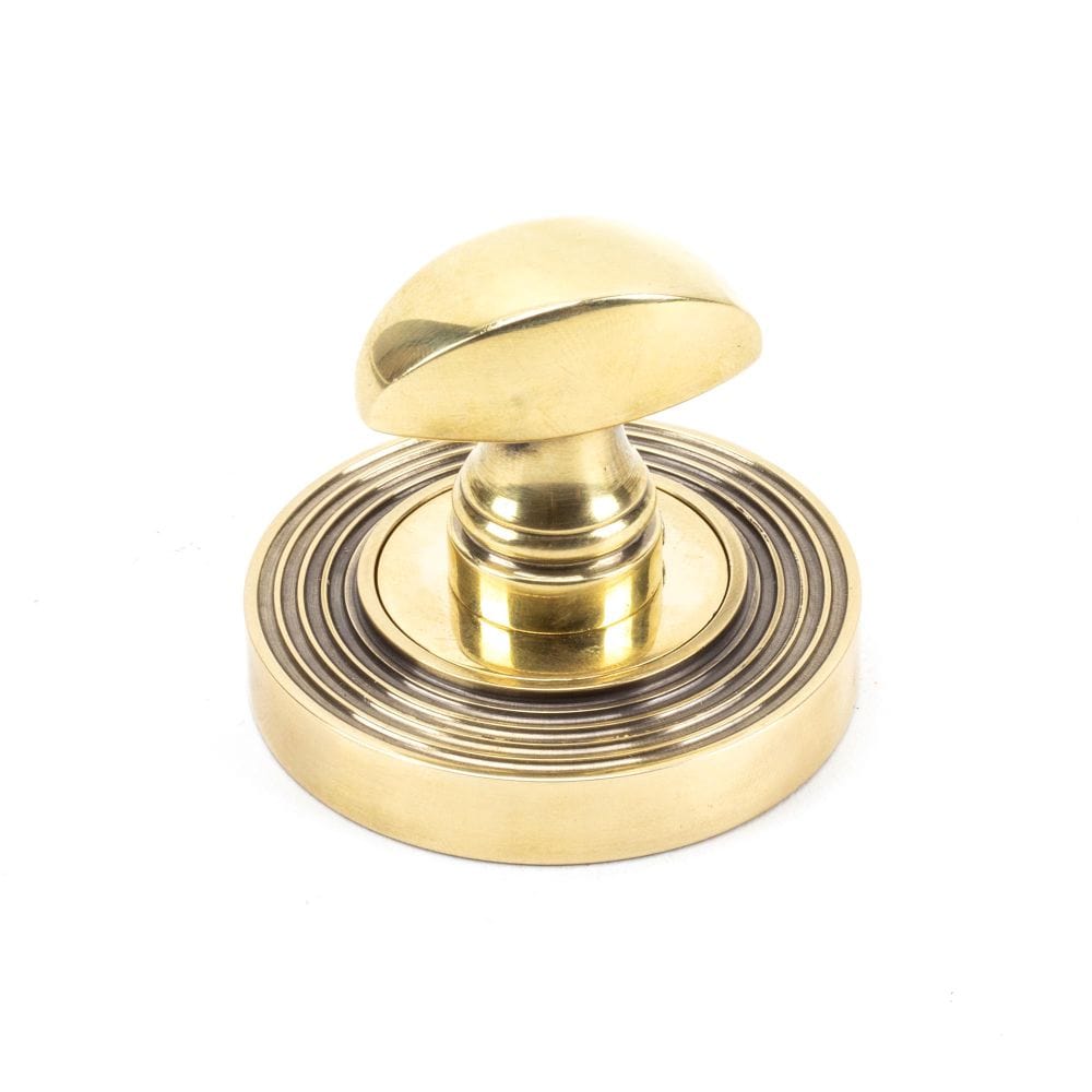 From The Anvil Door Furniture Aged Brass / No From The Anvil - Aged Brass Round Thumbturn Set (Beehive)