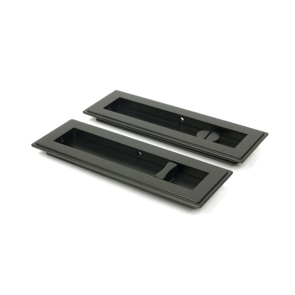 From The Anvil Door Furniture Aged Bronze / Rectangular Flush Pull (Privacy) / Rectangular From The Anvil - Aged Bronze 175mm Art Deco Rectangular Pull - Privacy Set