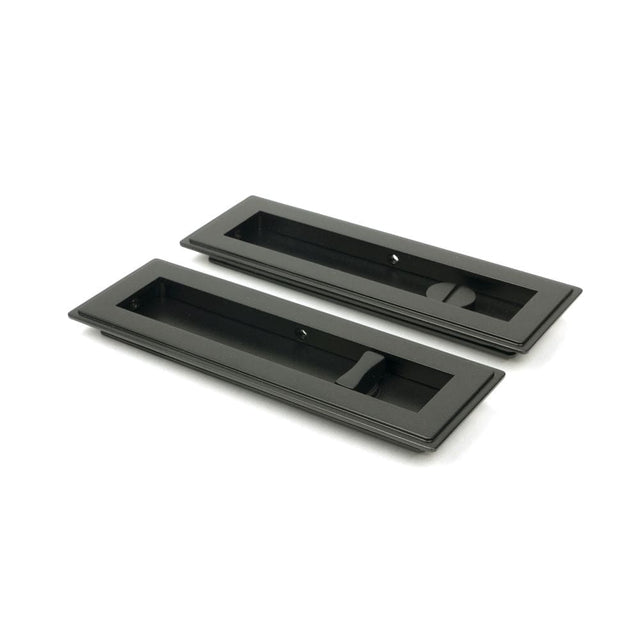 From The Anvil Door Furniture Aged Bronze / Rectangular Flush Pull (Privacy) / Rectangular From The Anvil - Aged Bronze 175mm Art Deco Rectangular Pull - Privacy Set