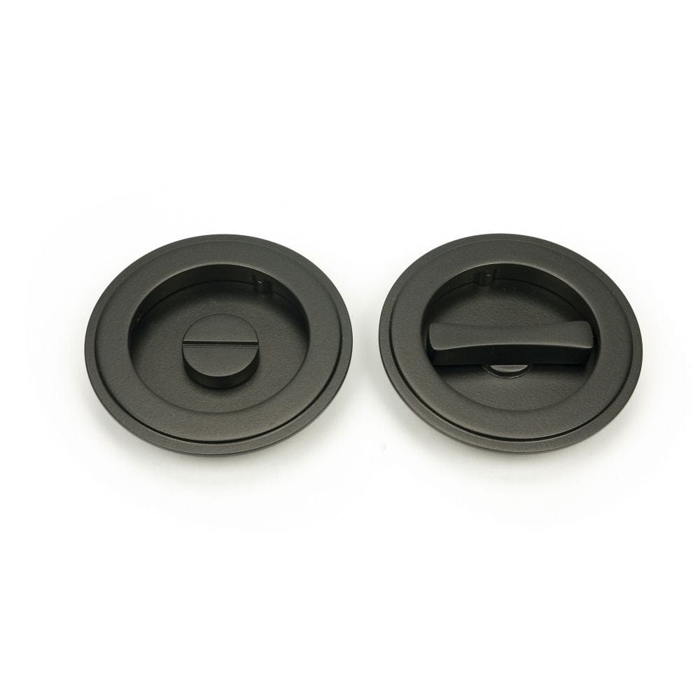 From The Anvil Door Furniture Aged Bronze / Round Flush Pull (Privacy) / Round From The Anvil - Aged Bronze 75mm Art Deco Round Pull - Privacy Set