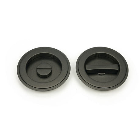 From The Anvil Door Furniture Aged Bronze / Round Flush Pull (Privacy) / Round From The Anvil - Aged Bronze 75mm Art Deco Round Pull - Privacy Set