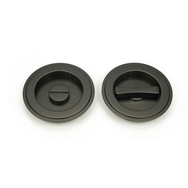 From The Anvil Door Furniture Aged Bronze / Round Flush Pull (Privacy) / Round From The Anvil - Aged Bronze 75mm Art Deco Round Pull - Privacy Set